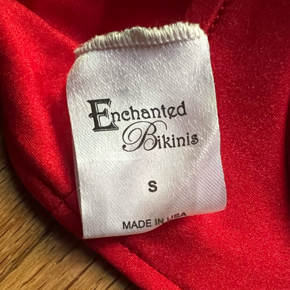 Enchanted Bikinis Arabian Nights Jasmine Red Off Shoulder Swimsuit Small - Picture 6 of 7